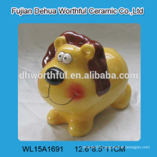 Lovely lion ceramic animal money box,ceramic lion piggy banks for wholesale